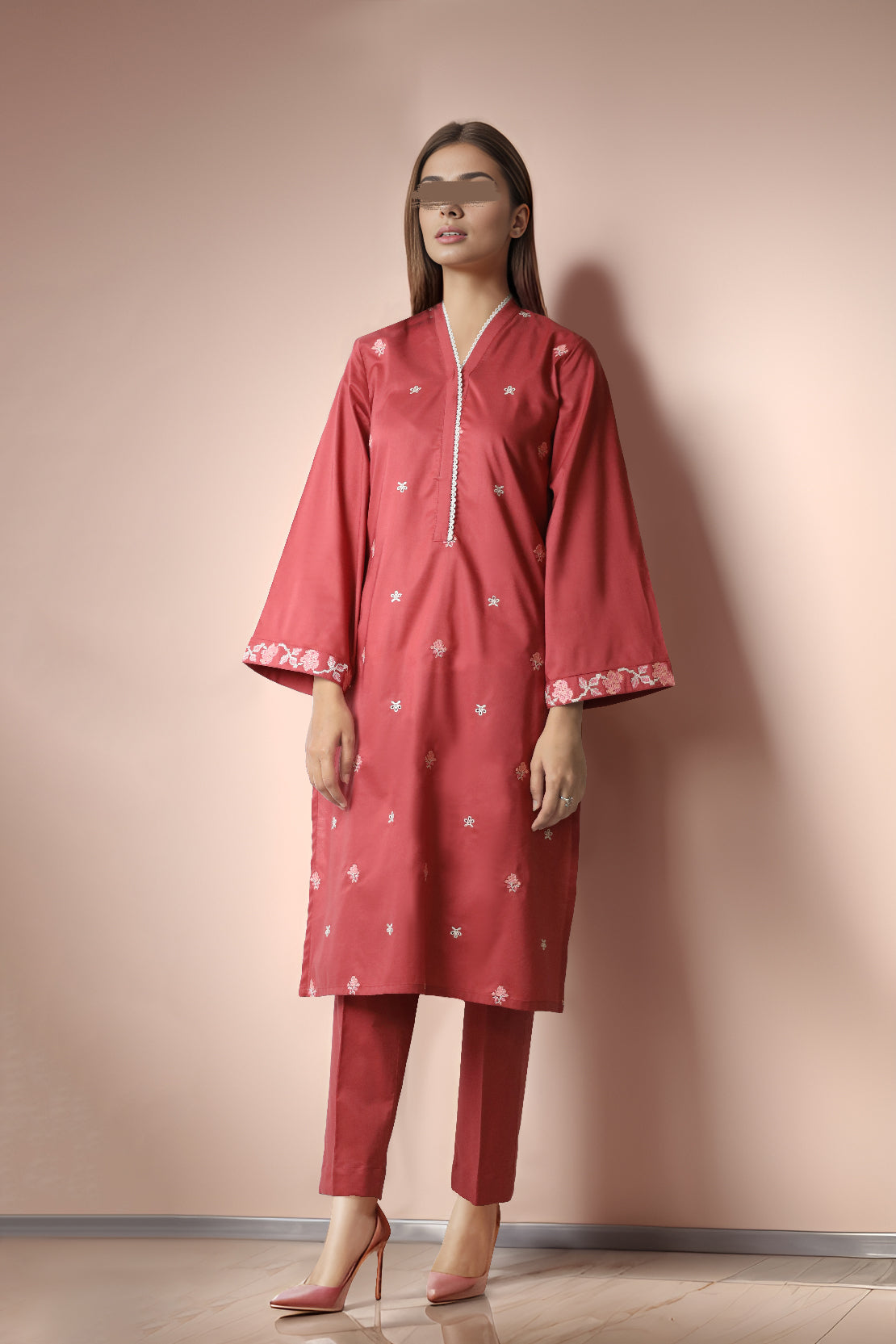Lace-up Shirt & Draped Trousers Printed 2Pcs
