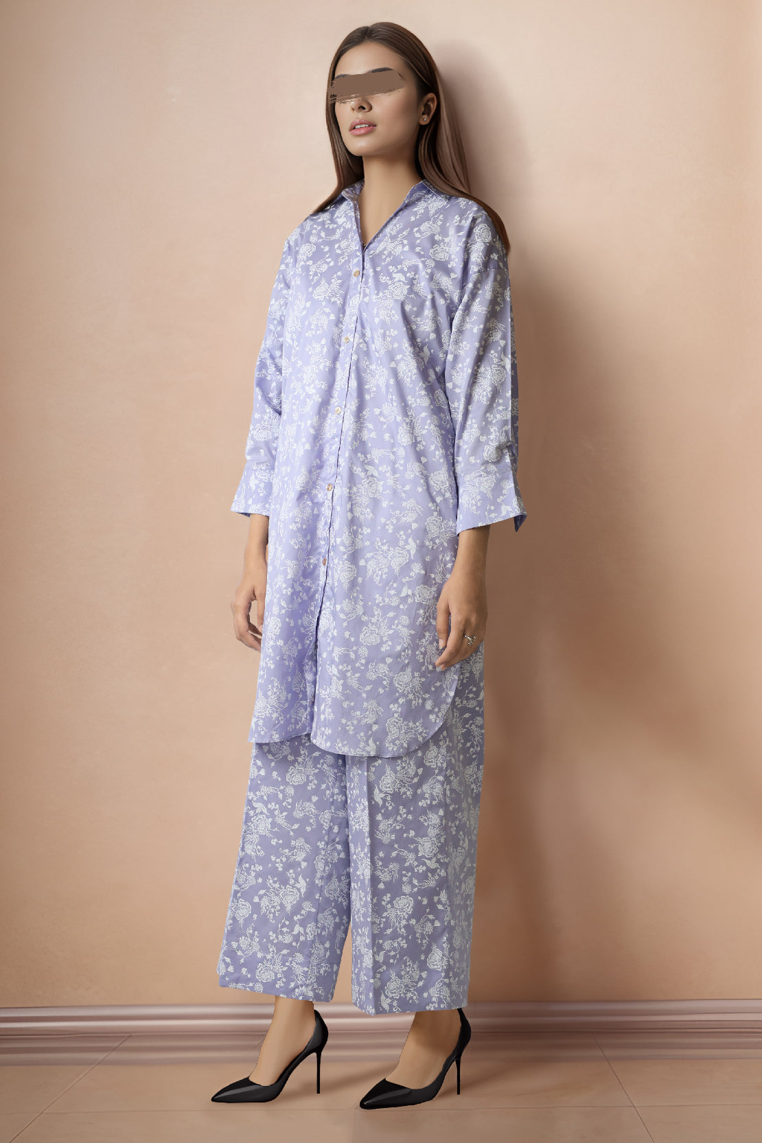 2PC- Embroidered Paper Cotton Shirt With Printed Trouser PS3108 main image 1