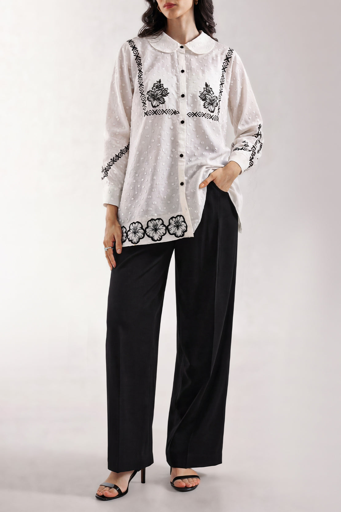 Solid Reverse Jacquard Stitched Shirt – SAYA