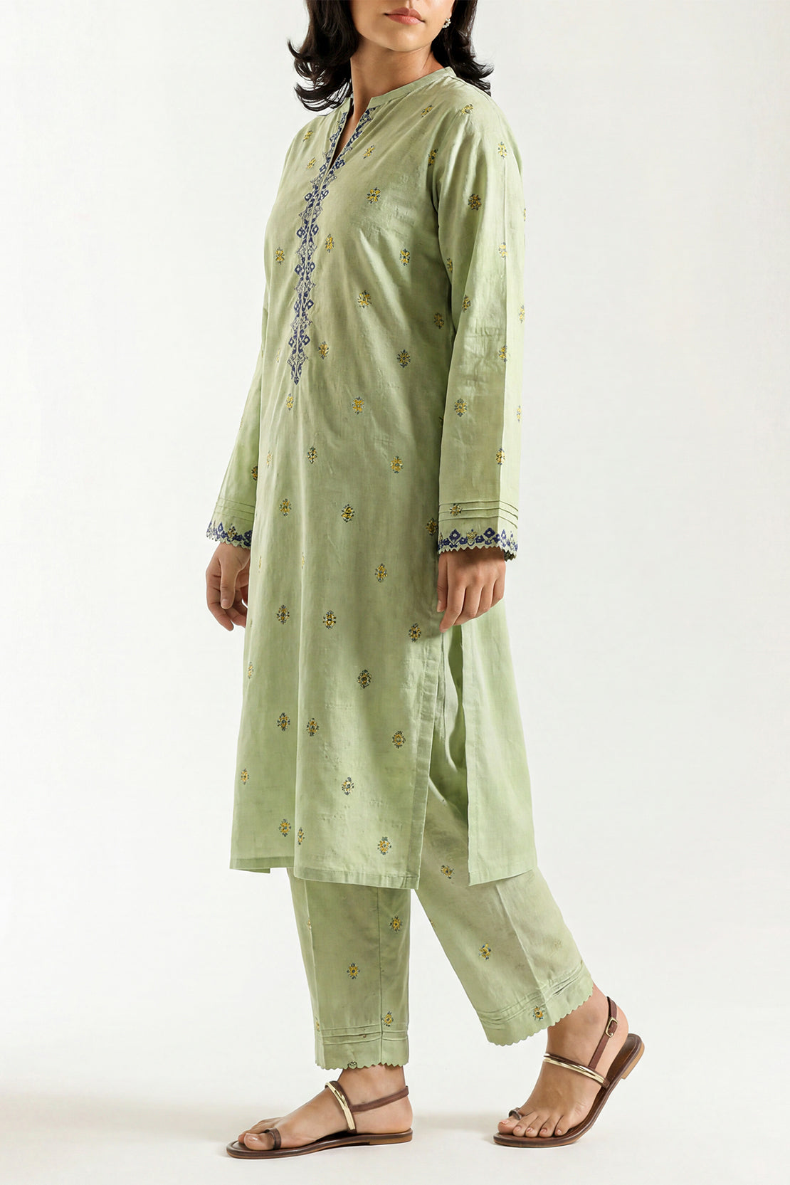 560109 CALEE セットアップ Stitched jacquard Embroidered Cotton Jacquard Stitched 2 Piece (Shirt/Trouser