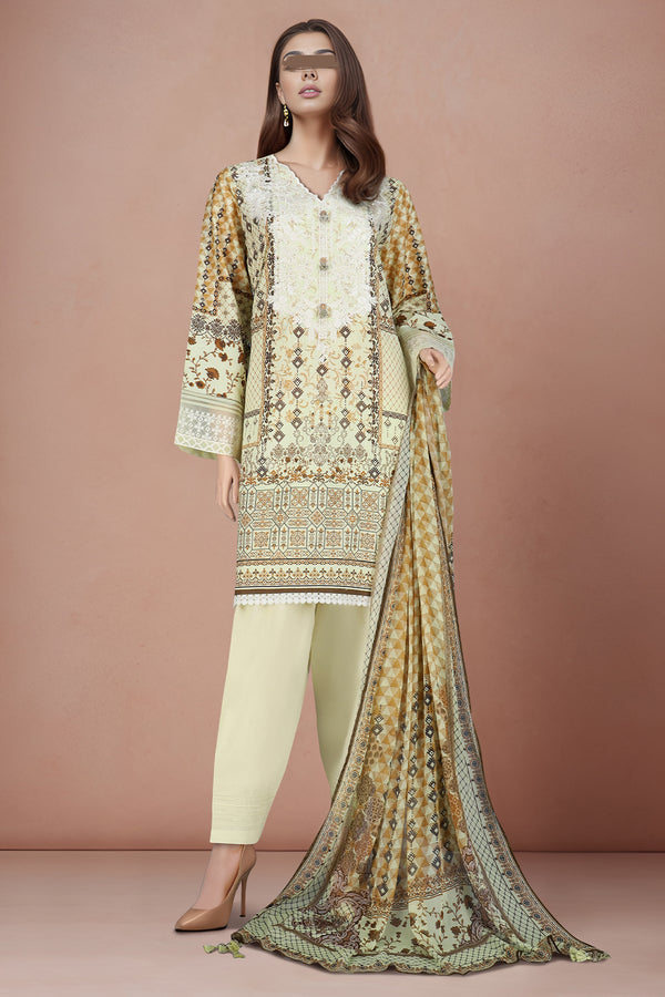 Unstitched Embroidered Lawn 3 Piece