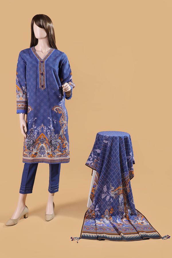 Unstitched Printed Khaddar 2 Piece (Shirt/Dupatta)