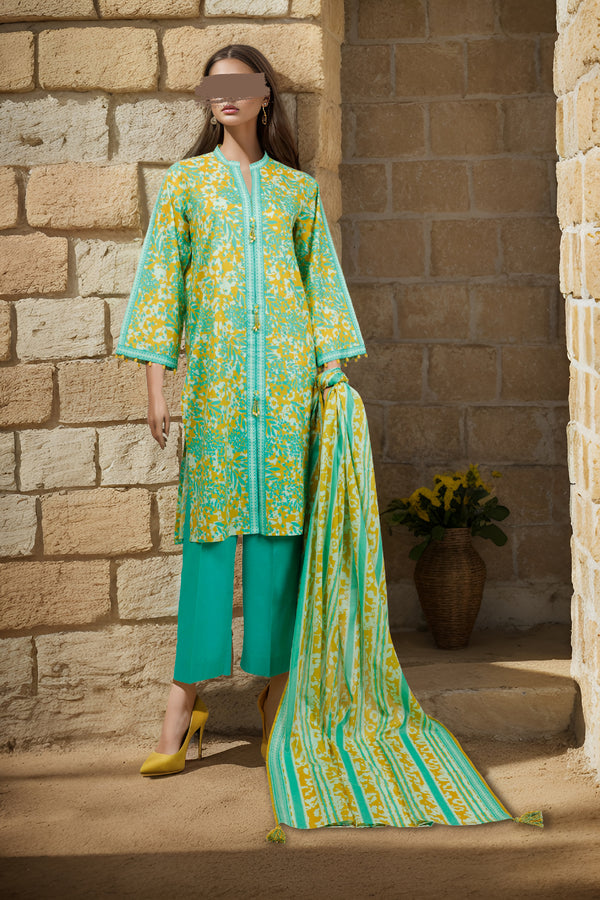 Unstitched Printed Lawn 2 Piece (Shirt/Dupatta)