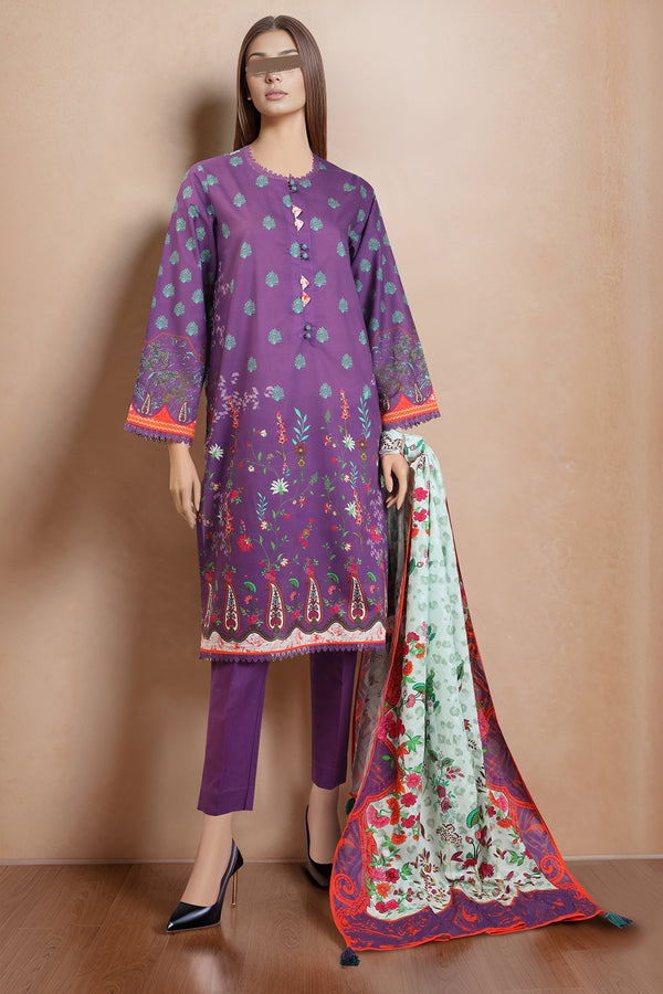 Unstitched Printed Lawn 3 Piece