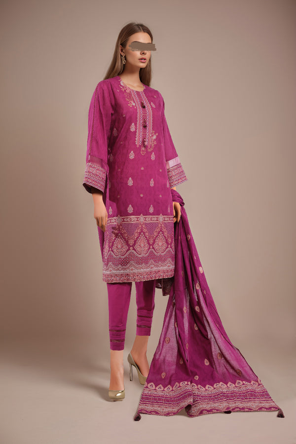 Unstitched Jacquard Cotton 2 Piece (Shirt/Dupatta)