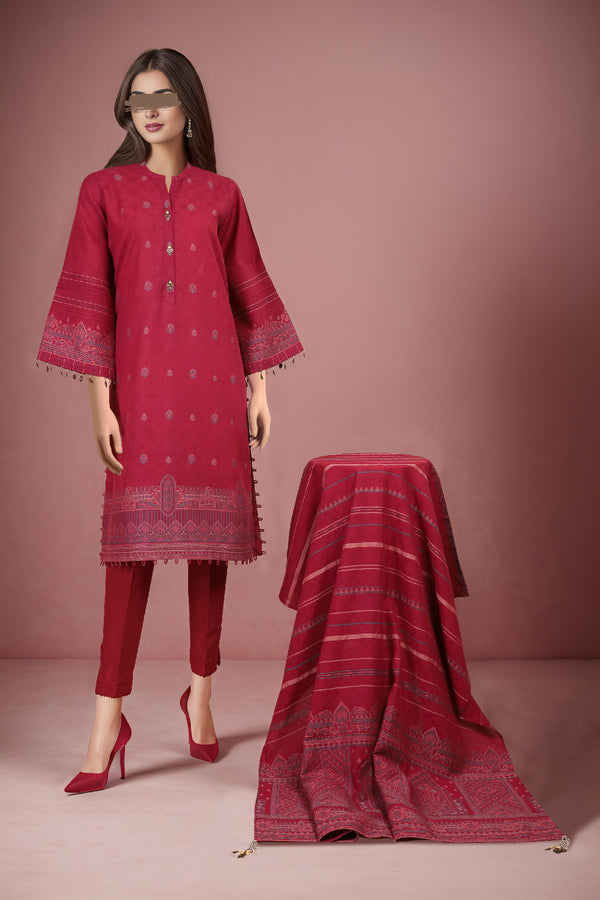 Unstitched Jacquard Cotton 2 Piece (Shirt/Dupatta)