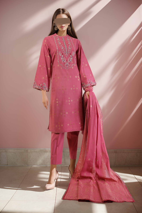 Unstitched Embroidered Cotton Jacquard 3 Piece
