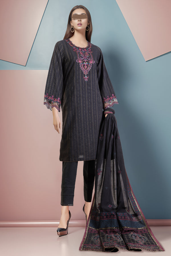 Unstitched Embroidered Cotton Jacquard 3 Piece