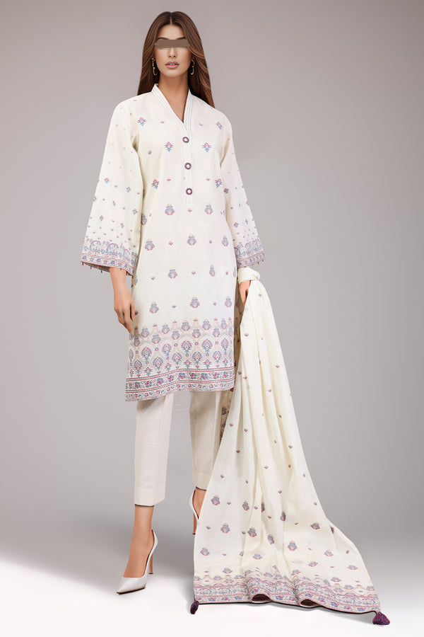 Unstitched Jacquard Cotton 2 Piece (Shirt/Dupatta)