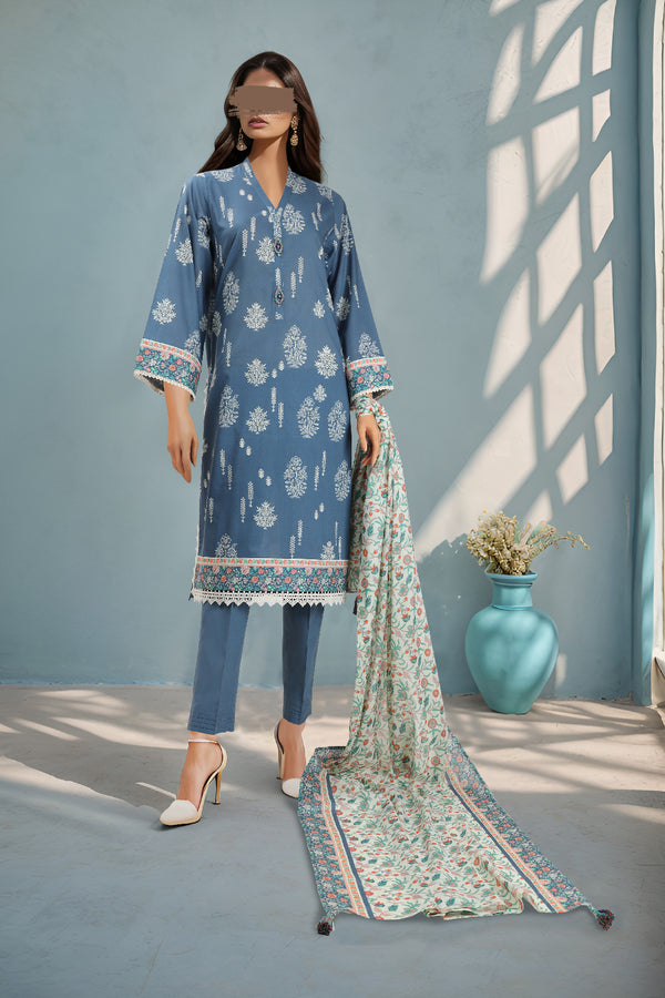 Unstitched Printed Lawn 3 Piece