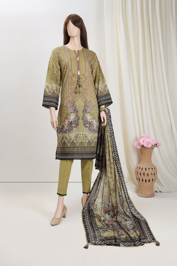 Unstitched Printed Lawn 2 Piece (Shirt/Dupatta)