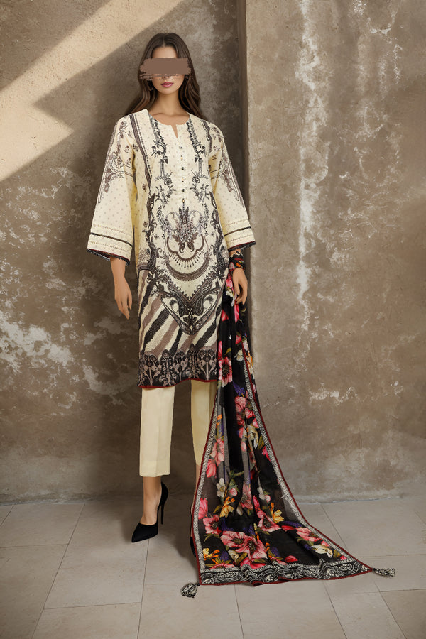 Unstitched Printed Lawn 3 Piece