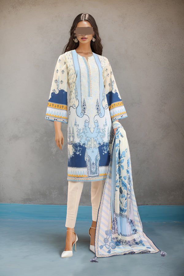 Unstitched Printed Lawn 3 Piece