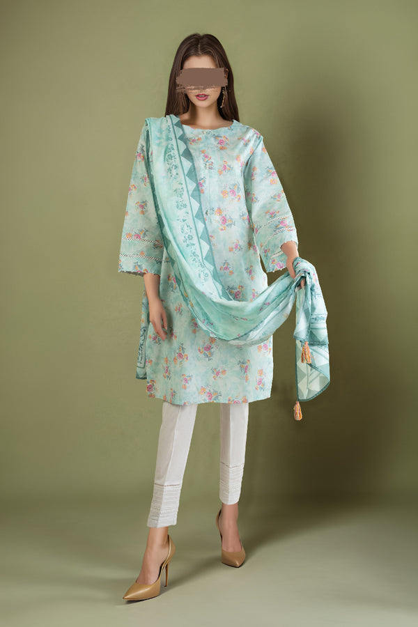 Unstitched Printed Lawn 2 Piece (Shirt/Dupatta)