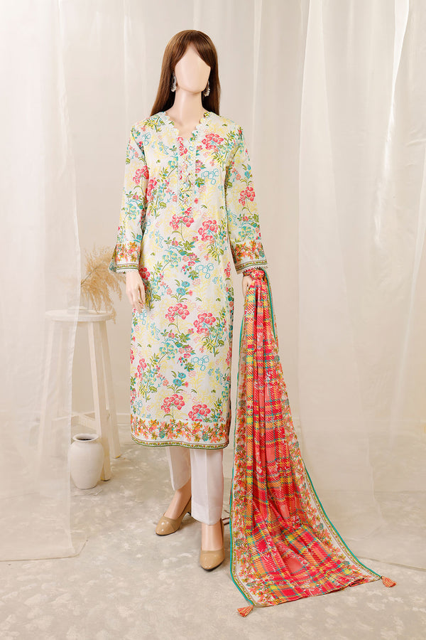 Unstitched Printed Lawn 2 Piece (Shirt/Dupatta)