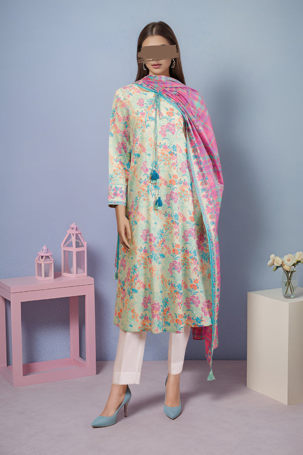 Unstitched Printed Lawn 2 Piece (Shirt/Dupatta)