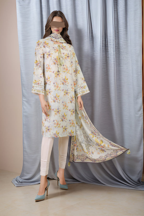 Unstitched Printed Lawn 2 Piece (Shirt/Dupatta)