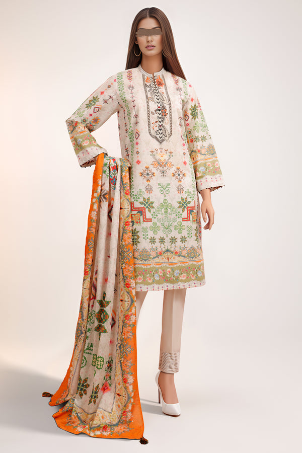 Unstitched Printed Lawn 3 Piece