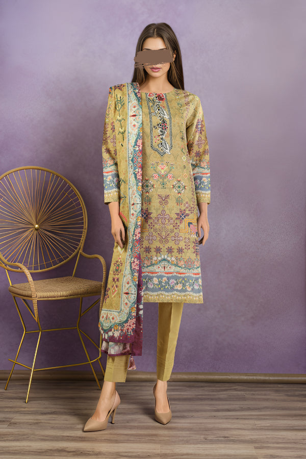 Unstitched Printed Lawn 3 Piece