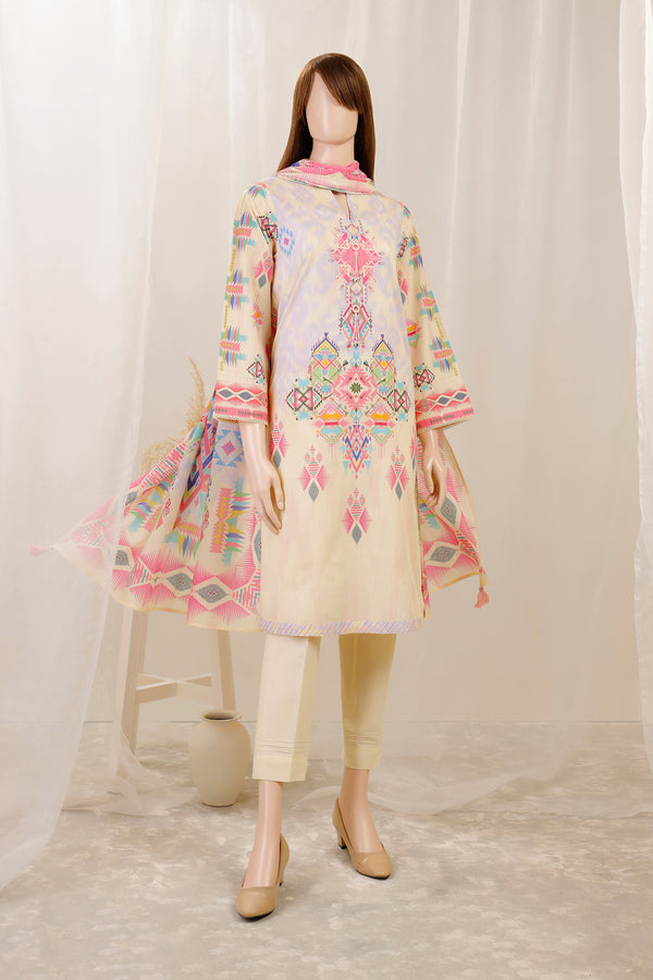 Unstitched Printed Lawn 3 Piece