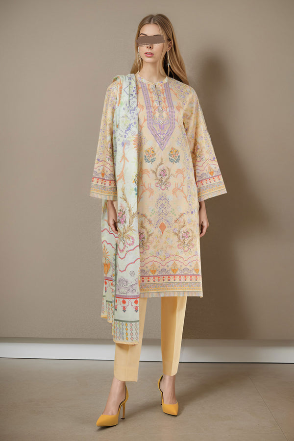 Unstitched Printed Lawn 3 Piece