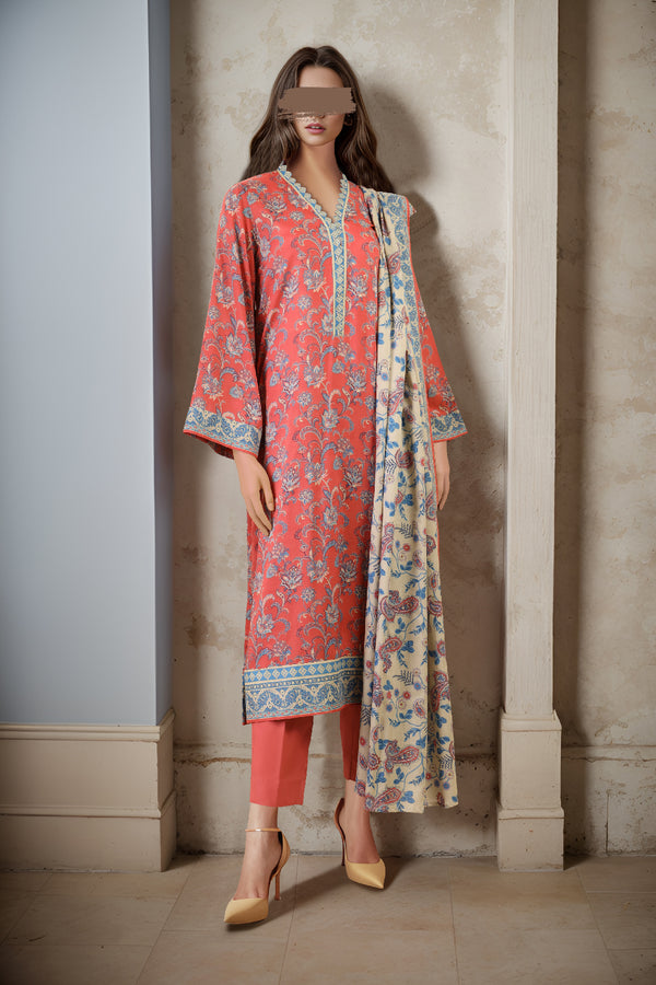 Unstitched Printed Lawn 2 Piece (Shirt/Dupatta)