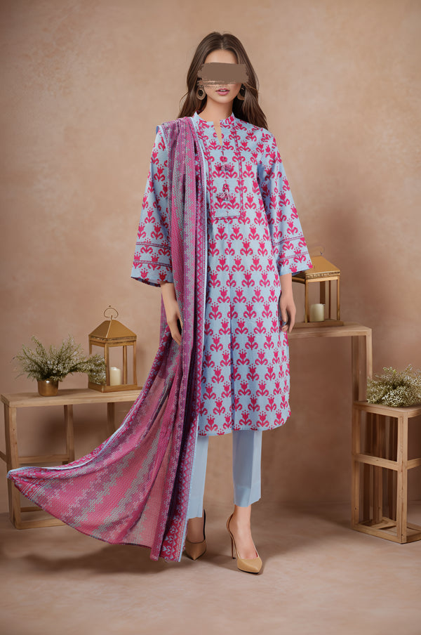 Unstitched Printed Lawn 3 Piece