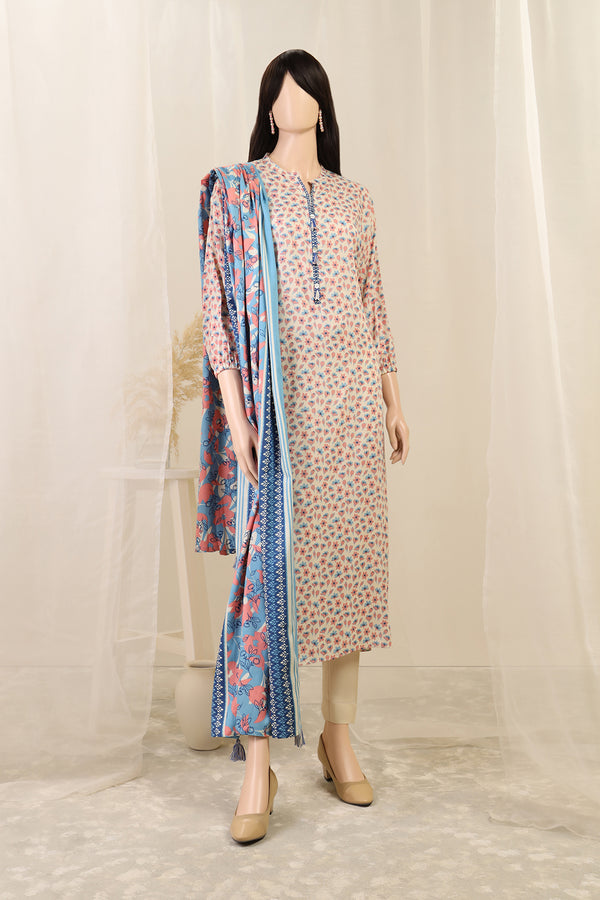 Unstitched Printed Arabic Lawn 3 Piece