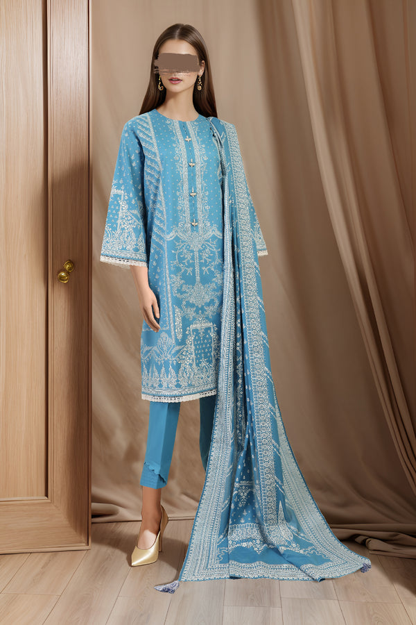 Unstitched Printed Lawn 3 Piece