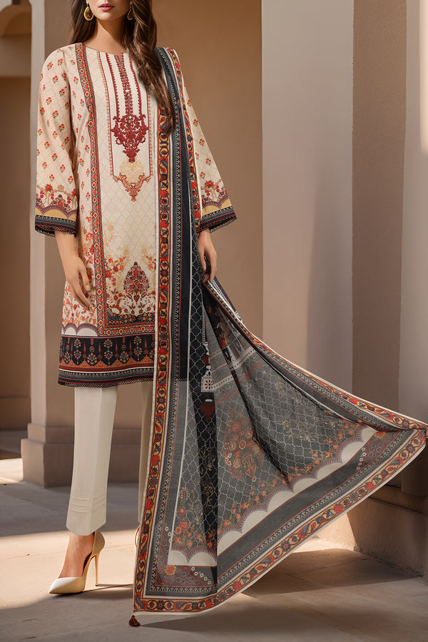 Unstitched Printed Embroidered Lawn 2 Piece (Shirt/Trouser)