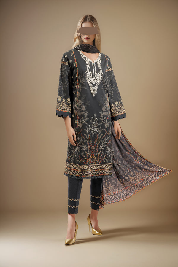 Unstitched Embroidered Lawn Shirt