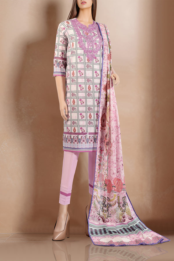 Unstitched Printed Embroidered Cotton Filament Shirt