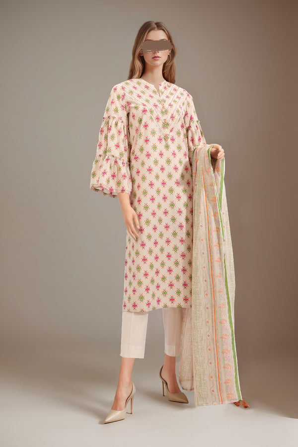 Unstitched Printed Lawn 2 Piece (Shirt/Dupatta)