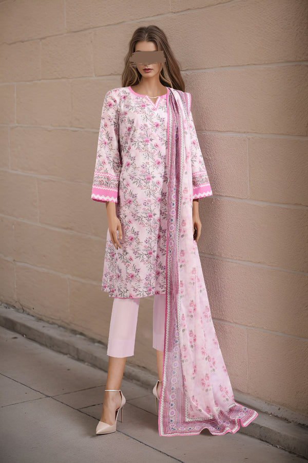 Unstitched Printed Lawn 3 Piece