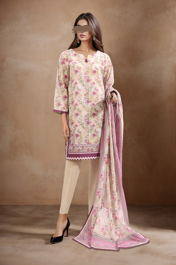 Unstitched Printed Lawn 3 Piece