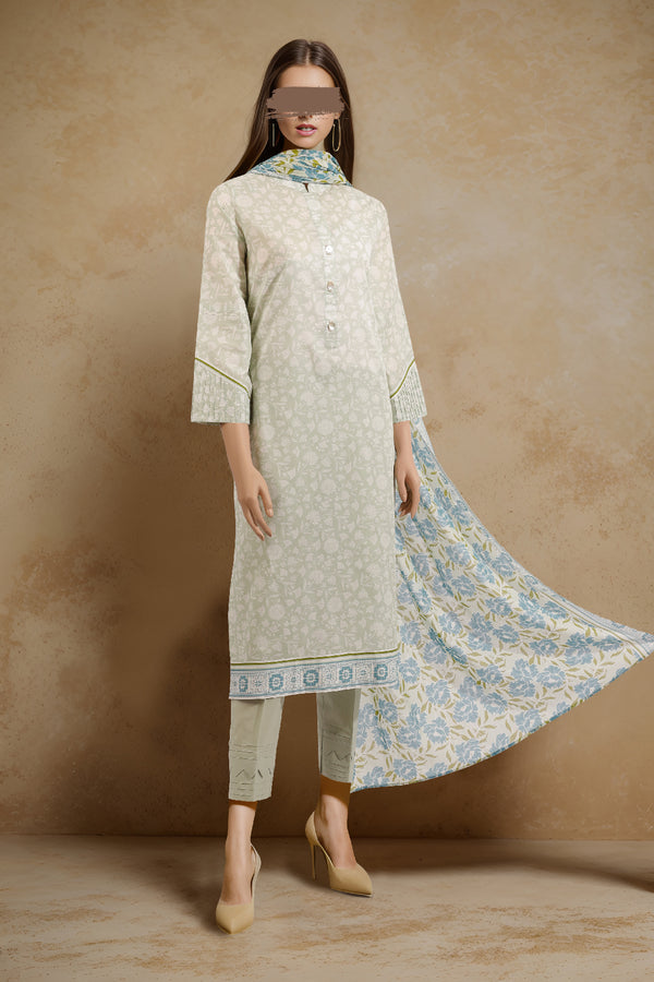 Unstitched Printed Lawn 3 Piece