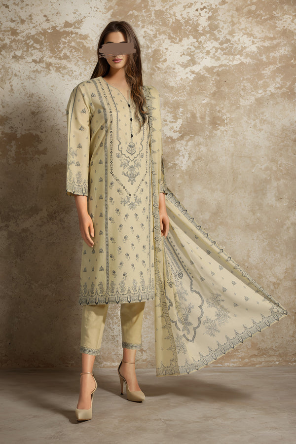 Unstitched Printed Lawn 3 Piece With Lawn Dupatta