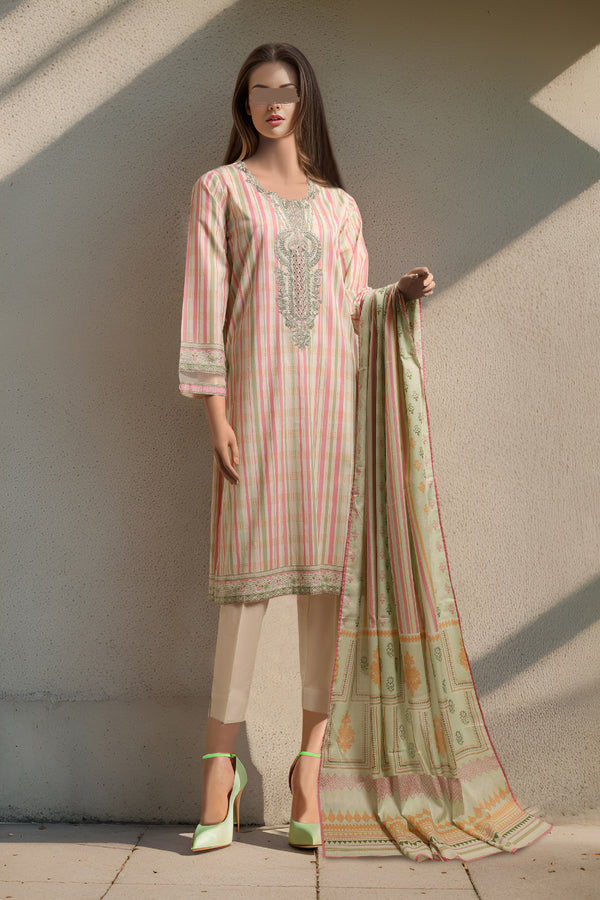 Unstitched Printed Emb Lawn 3 Piece