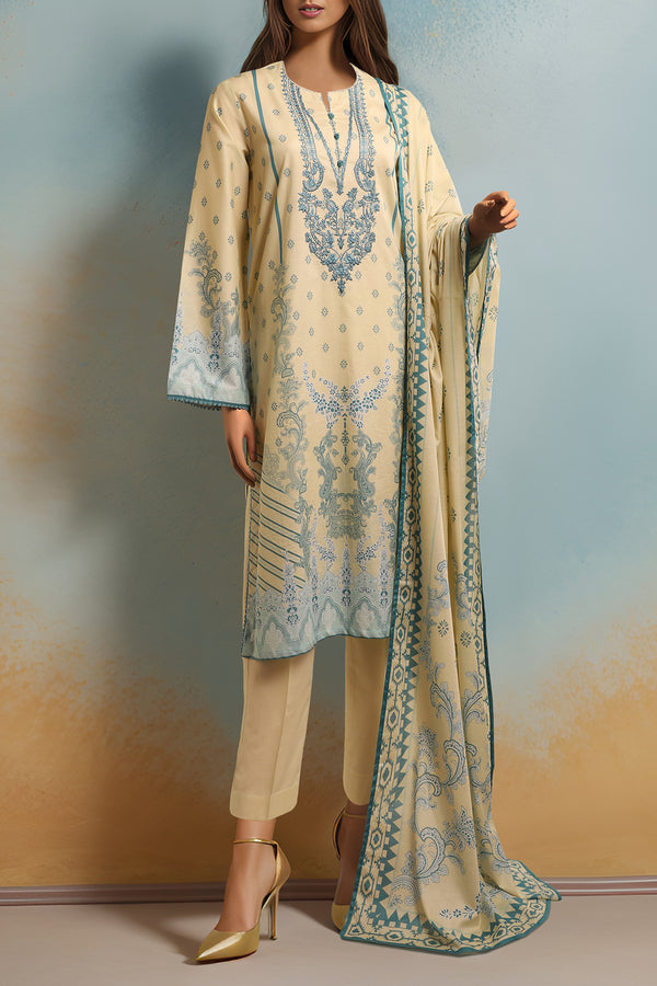 Unstitched Printed Embroidered Lawn 2 Piece (Shirt/Dupatta)