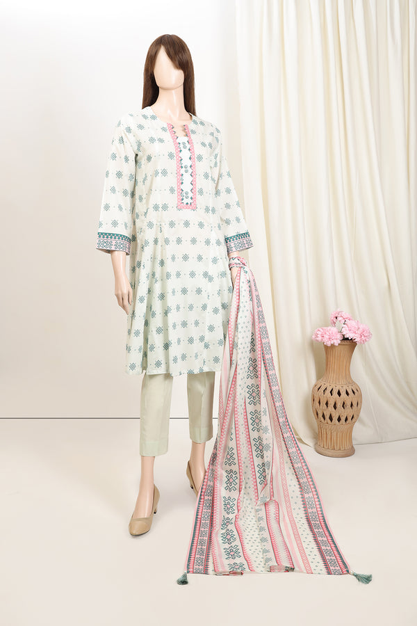 Unstitched Printed Lawn 2 Piece (Shirt/Dupatta)