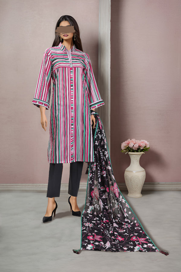 Unstitched Printed Lawn 2 Piece (Shirt/Dupatta)