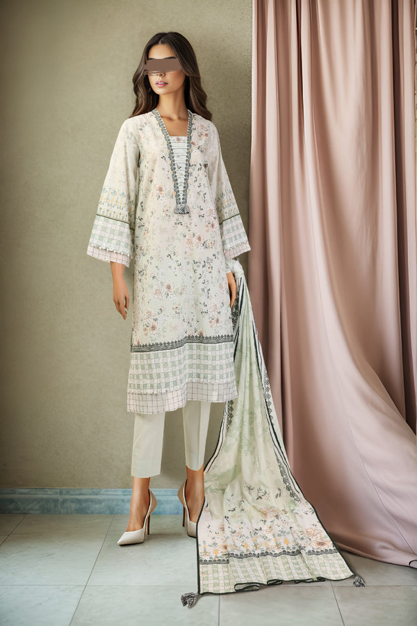 Unstitched Printed Lawn 2 Piece (Shirt/Dupatta)