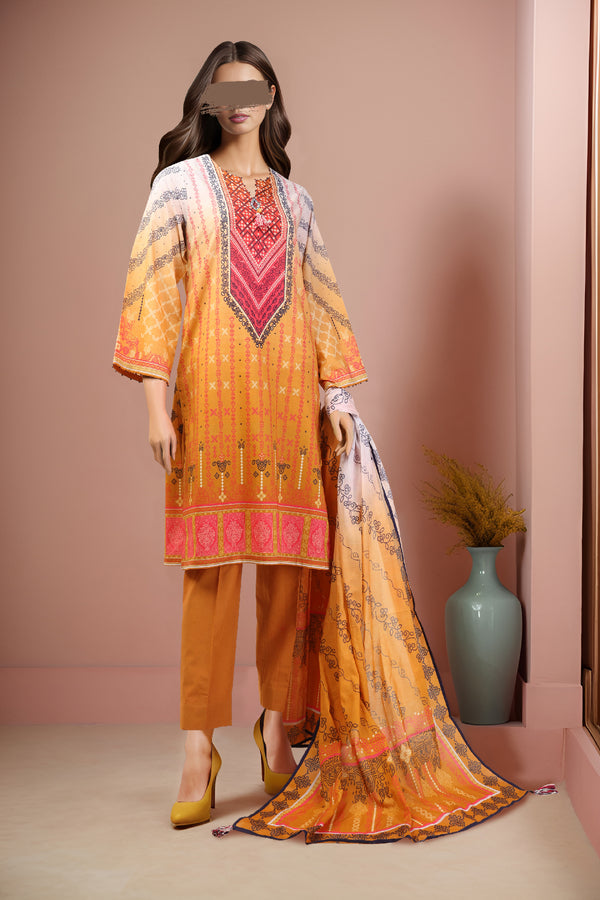 Unstitched Printed Lawn 3 Piece