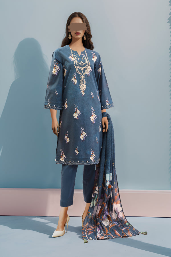 Unstitched Printed Embroidered Lawn 2 Piece (Shirt/Trouser)