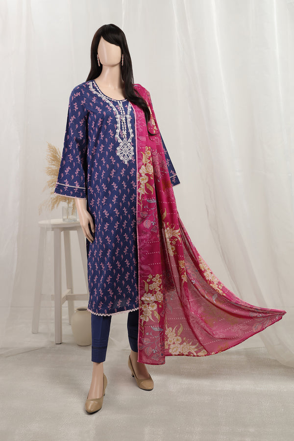 Unstitched Printed Embroidered Lawn 3 Piece (Saffron by SAYA)