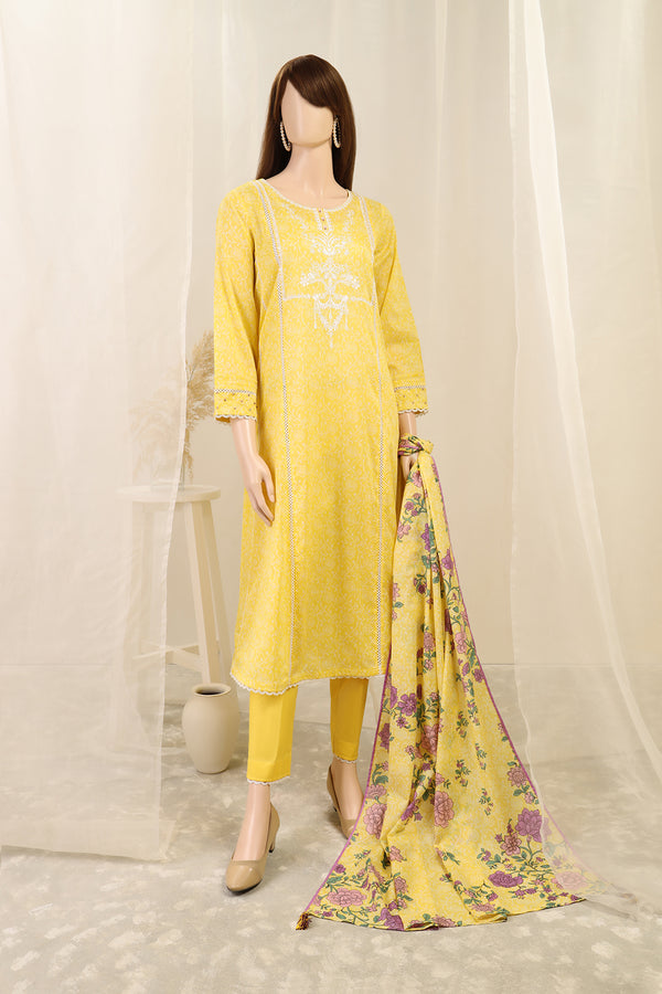 Unstitched Printed Embroidered Lawn 3 Piece (Saffron by SAYA)