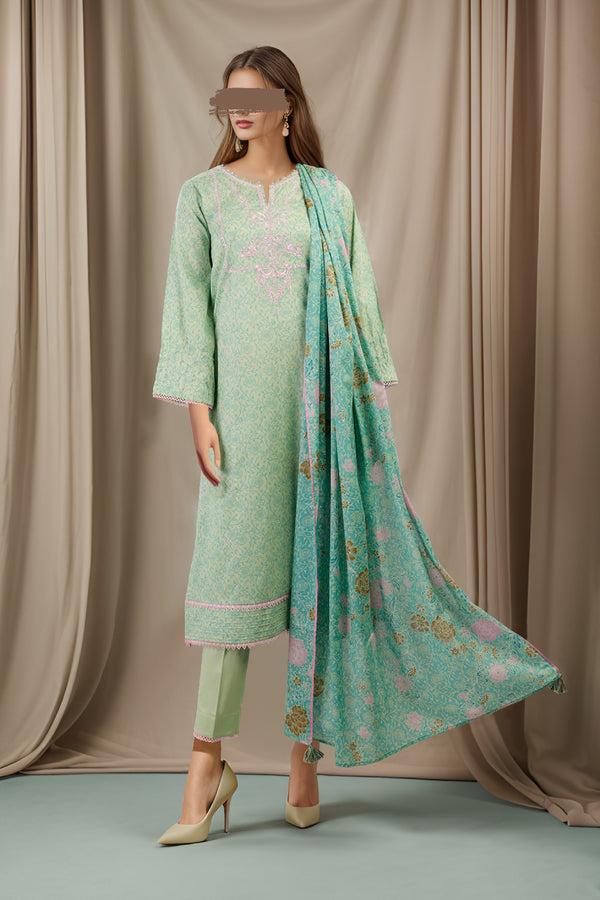 Unstitched Printed Lawn 3 Piece