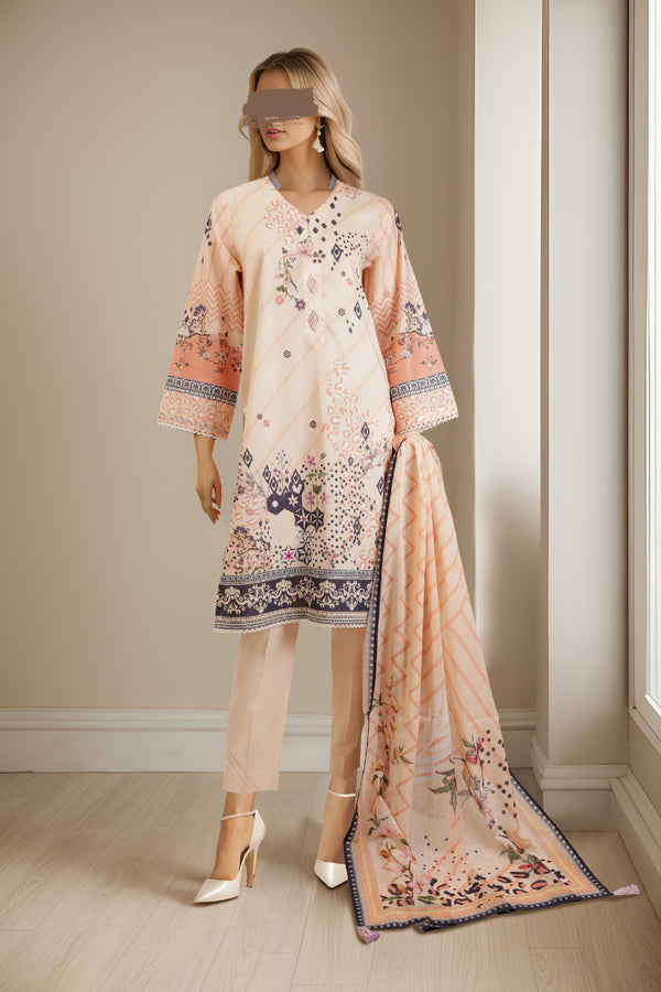 Unstitched Printed Lawn 2 Piece (Shirt/Dupatta)