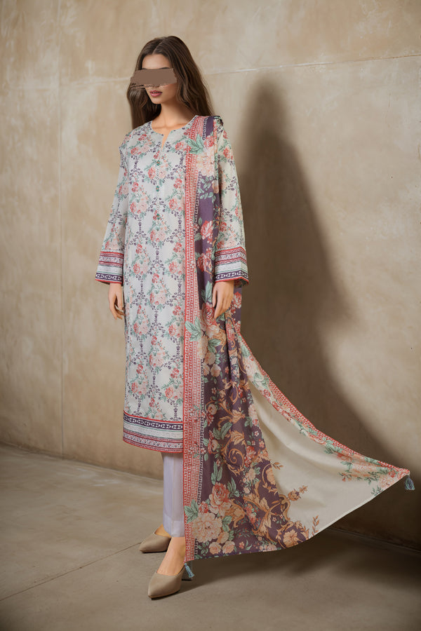 Unstitched Printed Lawn 3 Piece