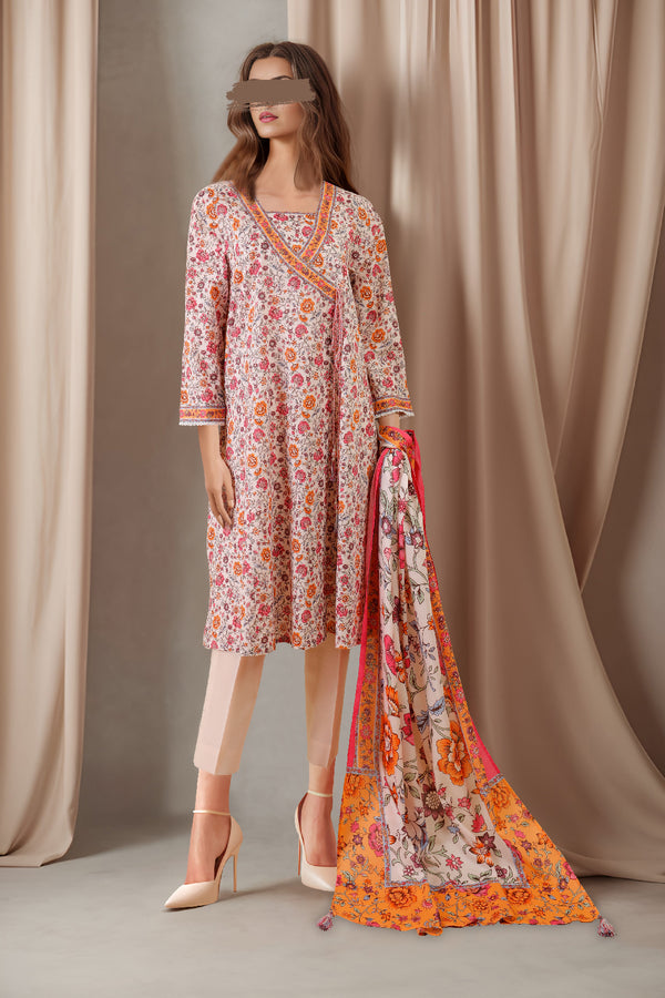 Unstitched Printed Lawn 3 Piece